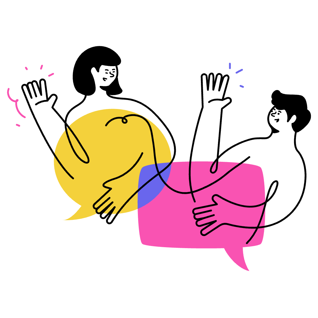 Man and woman chatting