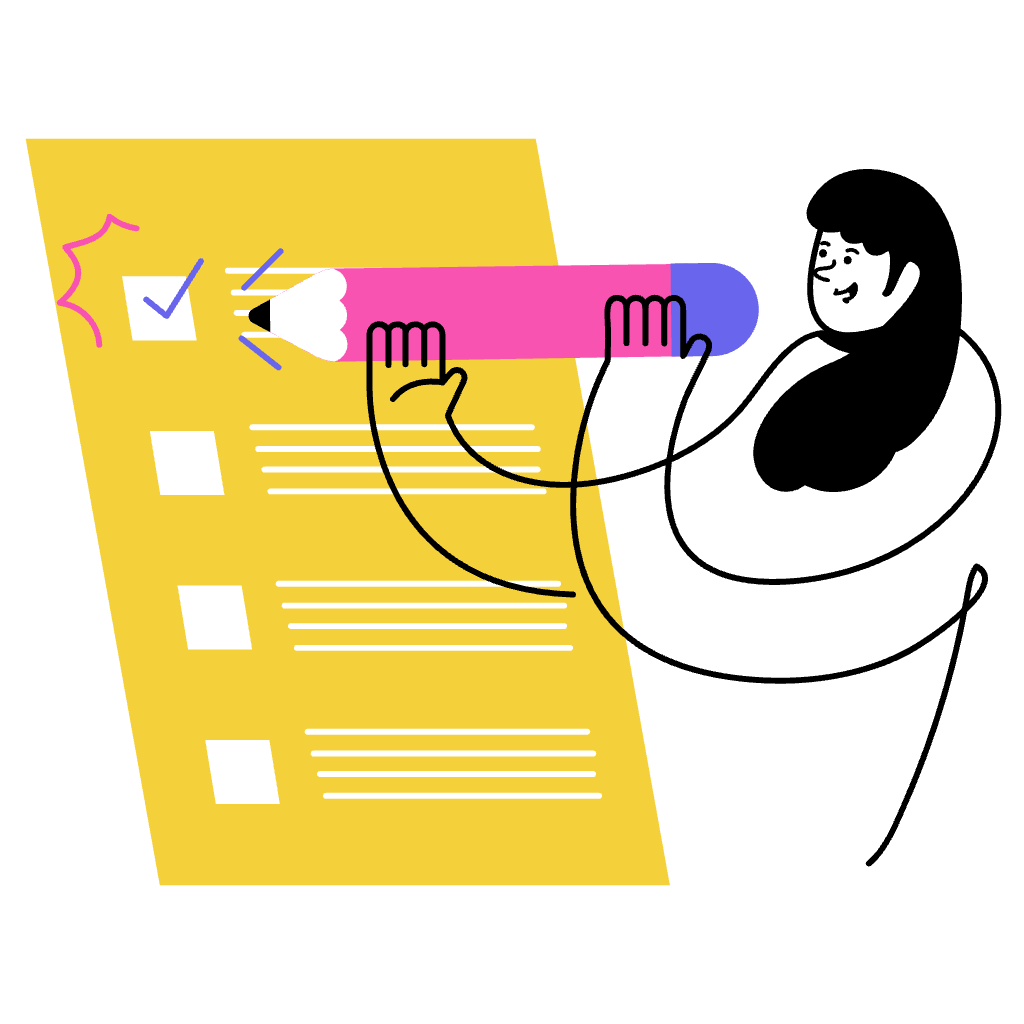 Woman checking checkboxes